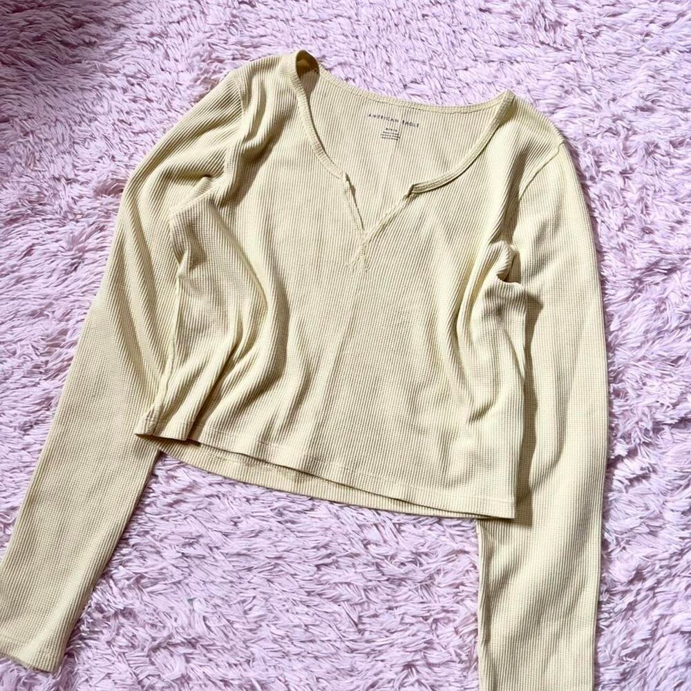 American Eagle Waffle Knit Pastel Minimalist Preppy Earthy Hipster Preppy Top